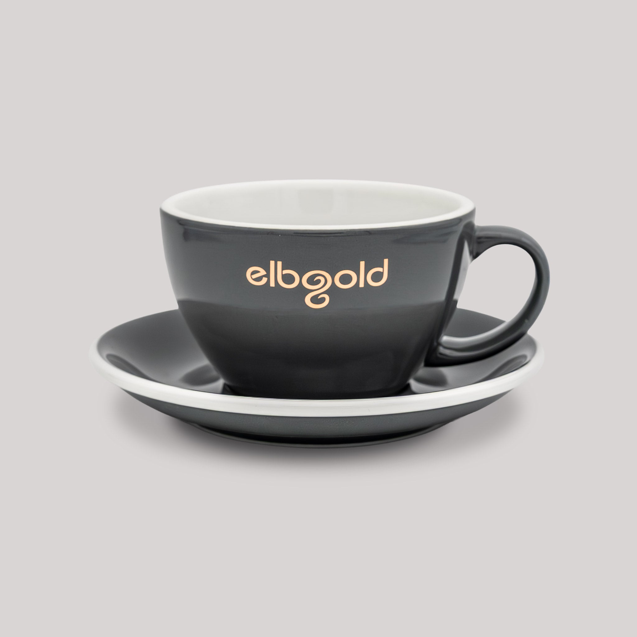 elbgold Tasse Café Latte groß grau gold