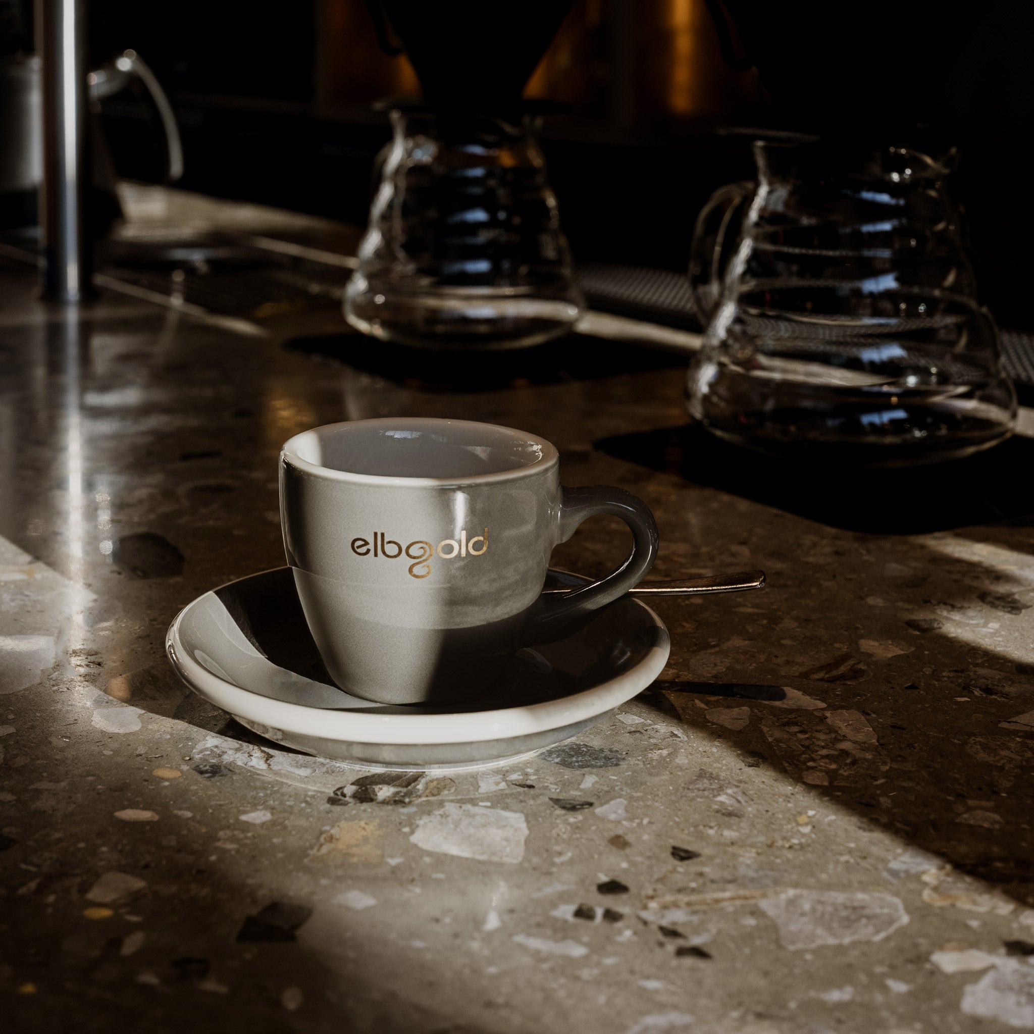 elbgold Espresso Tasse grau-gold