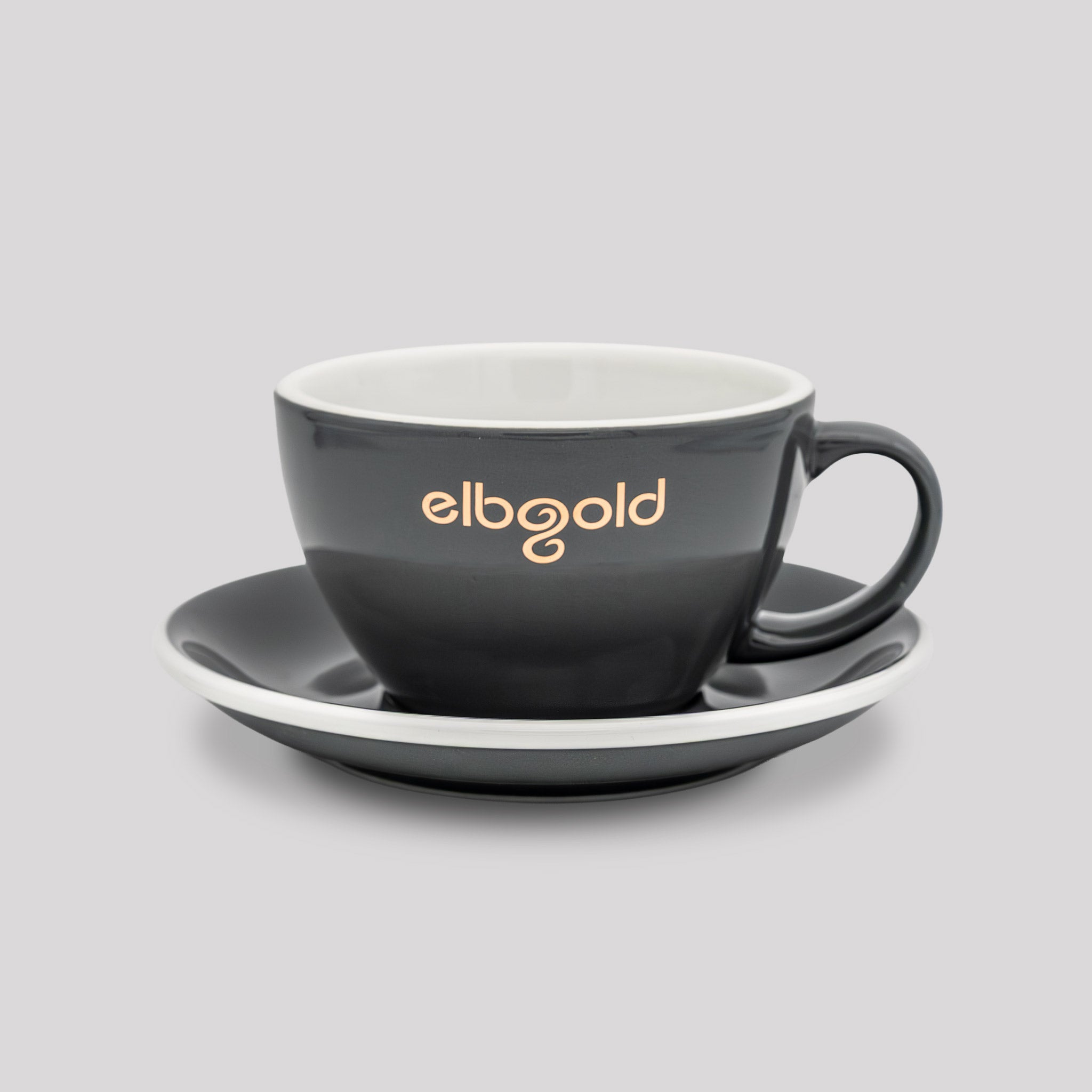 elbgold Tasse Café Latte groß grau gold